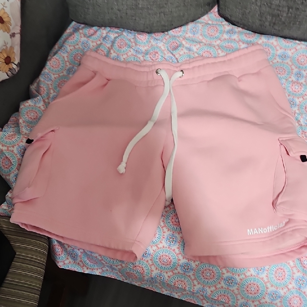 Boohoo Pink Athletic Shorts Relaxed Fit